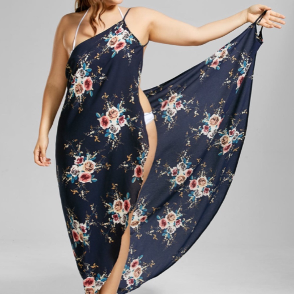 Floral Beach Cover-up Wrap Dress NWT